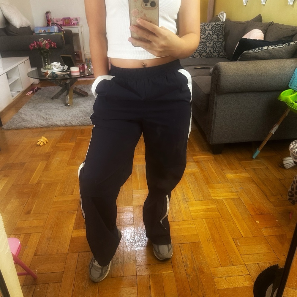 Princess Polly Navy Pants with White Stripes